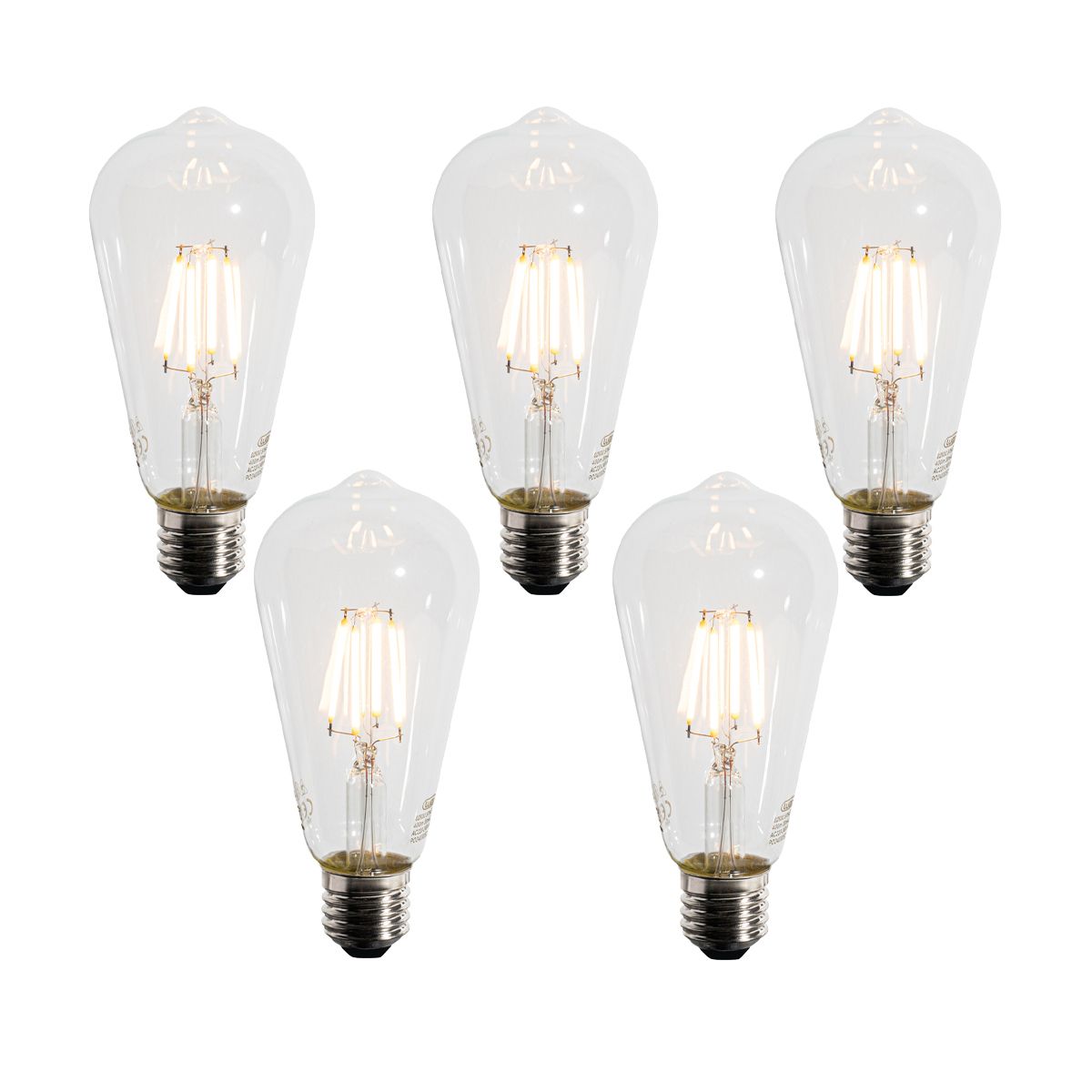 Set van 5 E27 LED lamp ST64 schemersensor 4W 400 lm 2200K