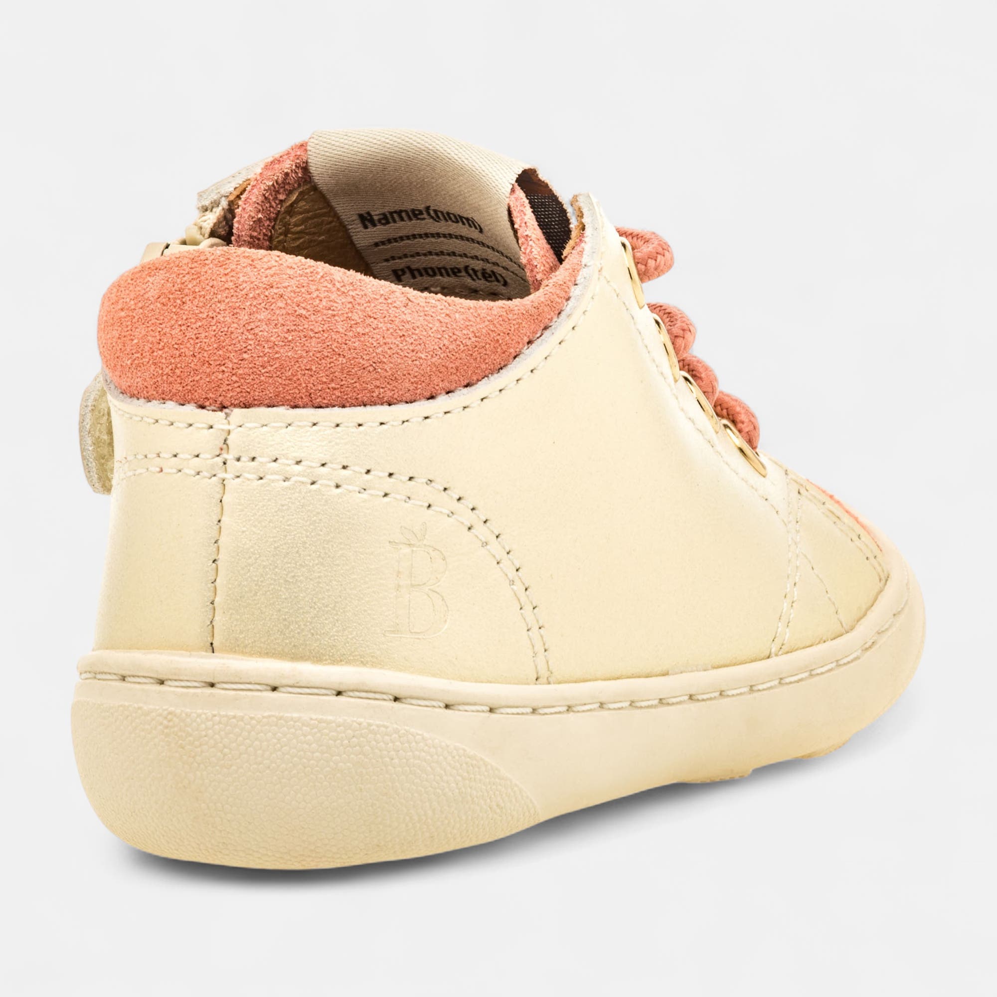 Baskets basses Bébé fille en cuir rose