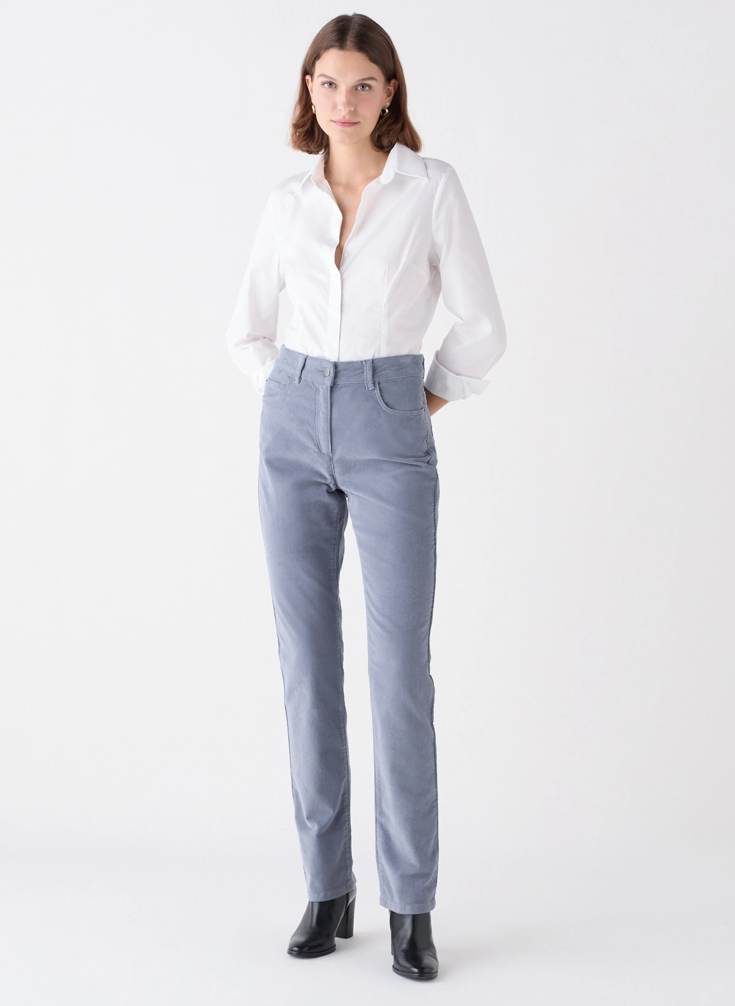 PCHICAGOV - Pantalon droit en coton mélangé | Bleu