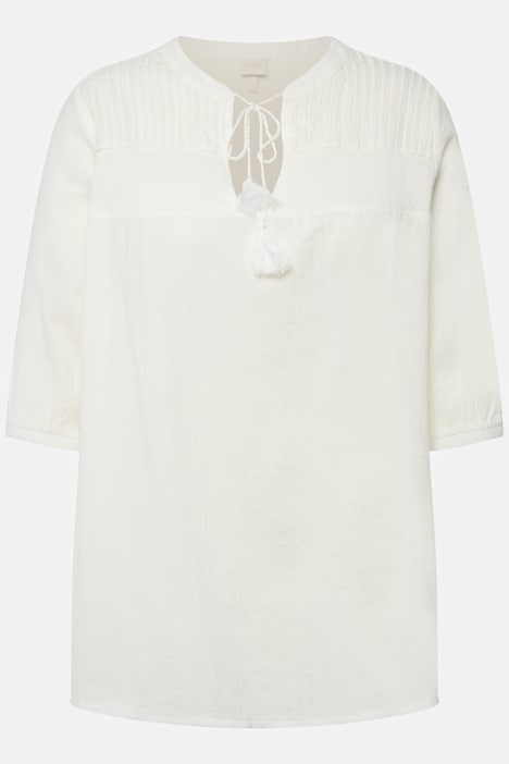 Tunika, Quasten, Tunika-Ausschnitt, 3/4-Arm, Biobaumwolle