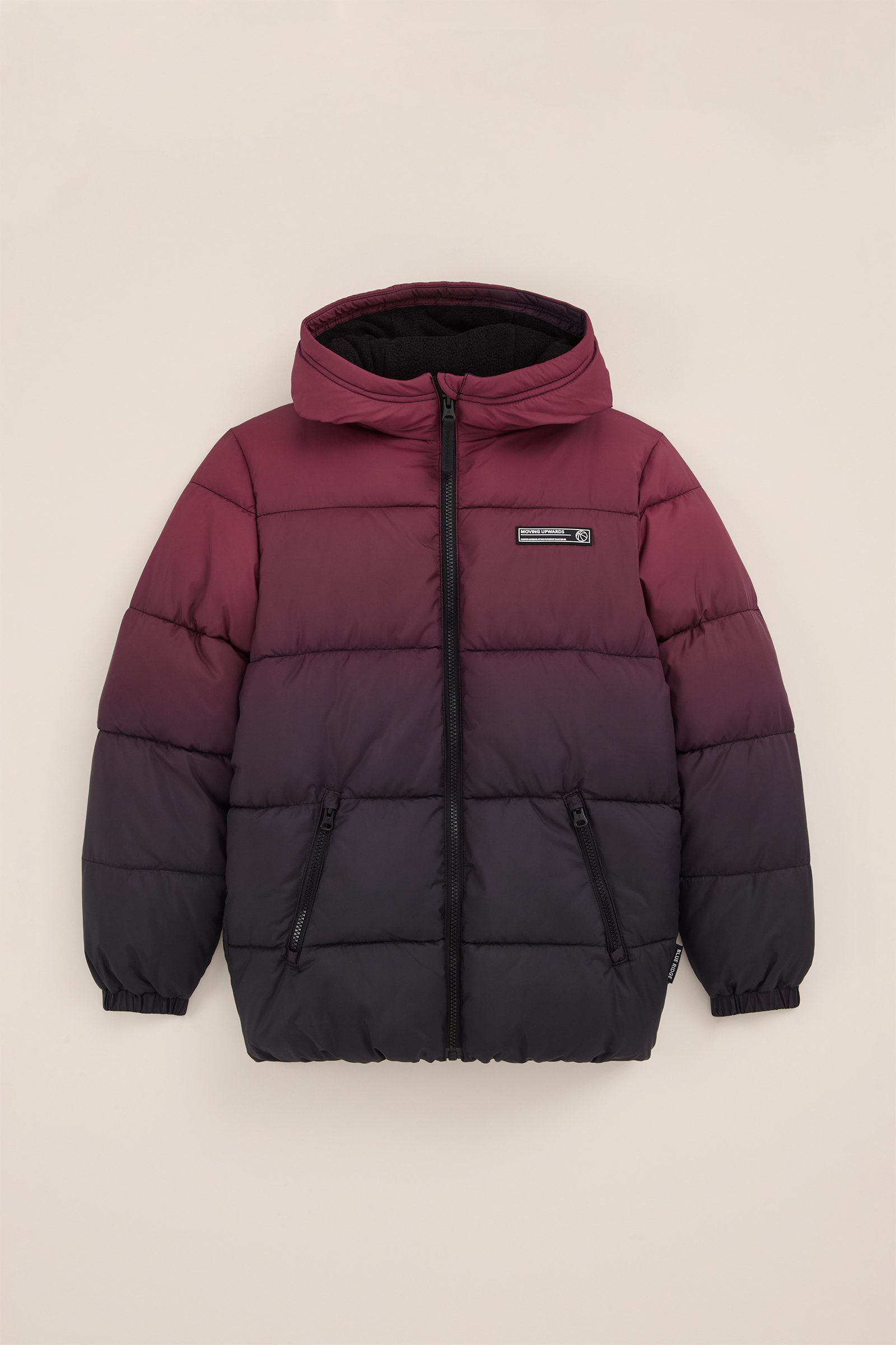 Jongens gewatteerde jas met gradient Blue Ridge Bordeauxrood
