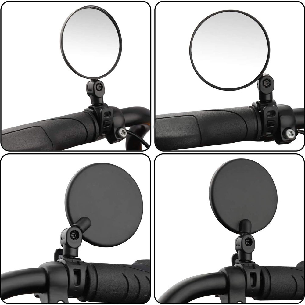 (2er Set) Ø8cm Universal Fahrrad Velo Rückspiegel mit Weitwinkel - Schwarz