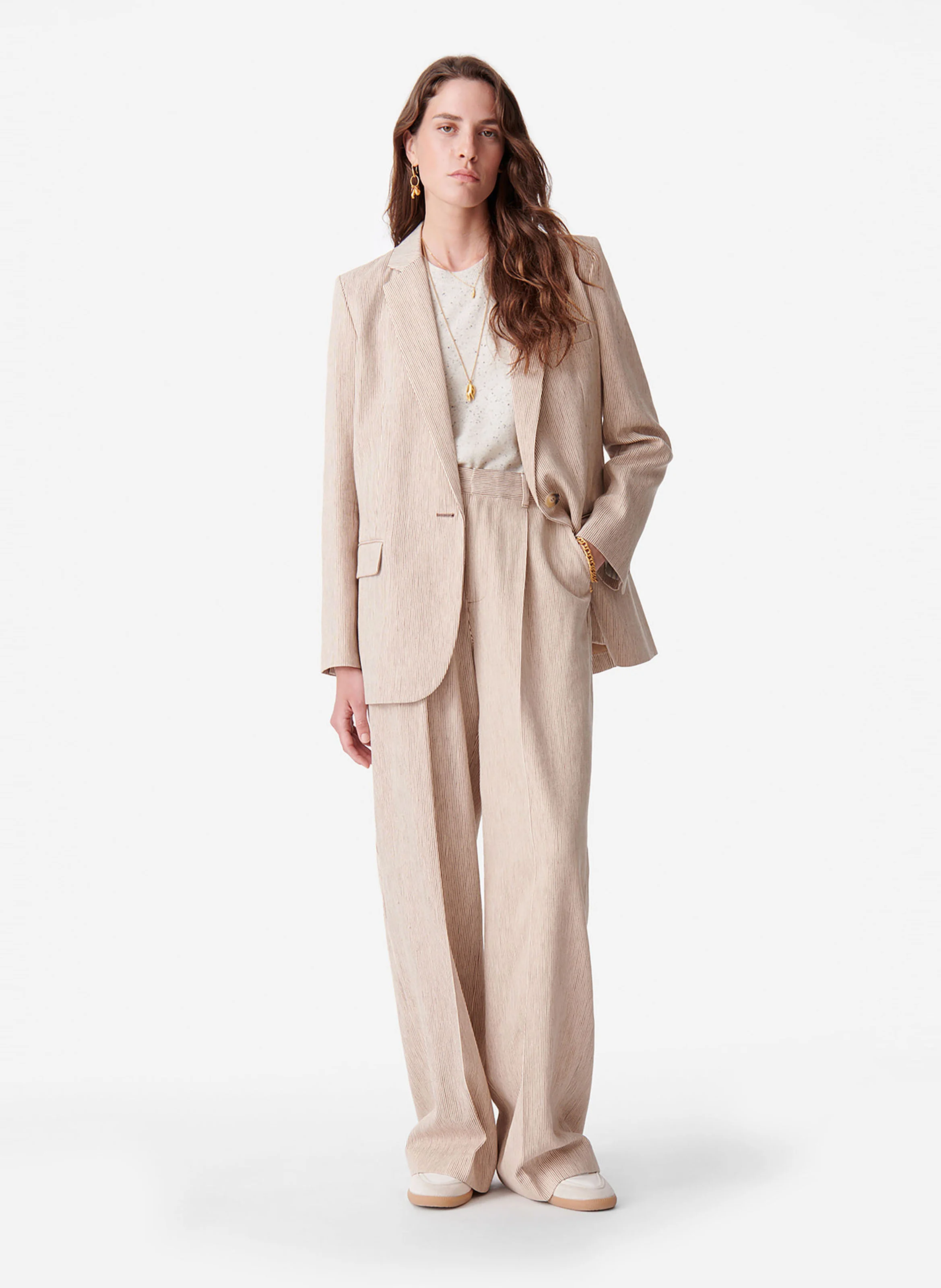 TILIA - Veste de tailleur en coton et lin | Marron