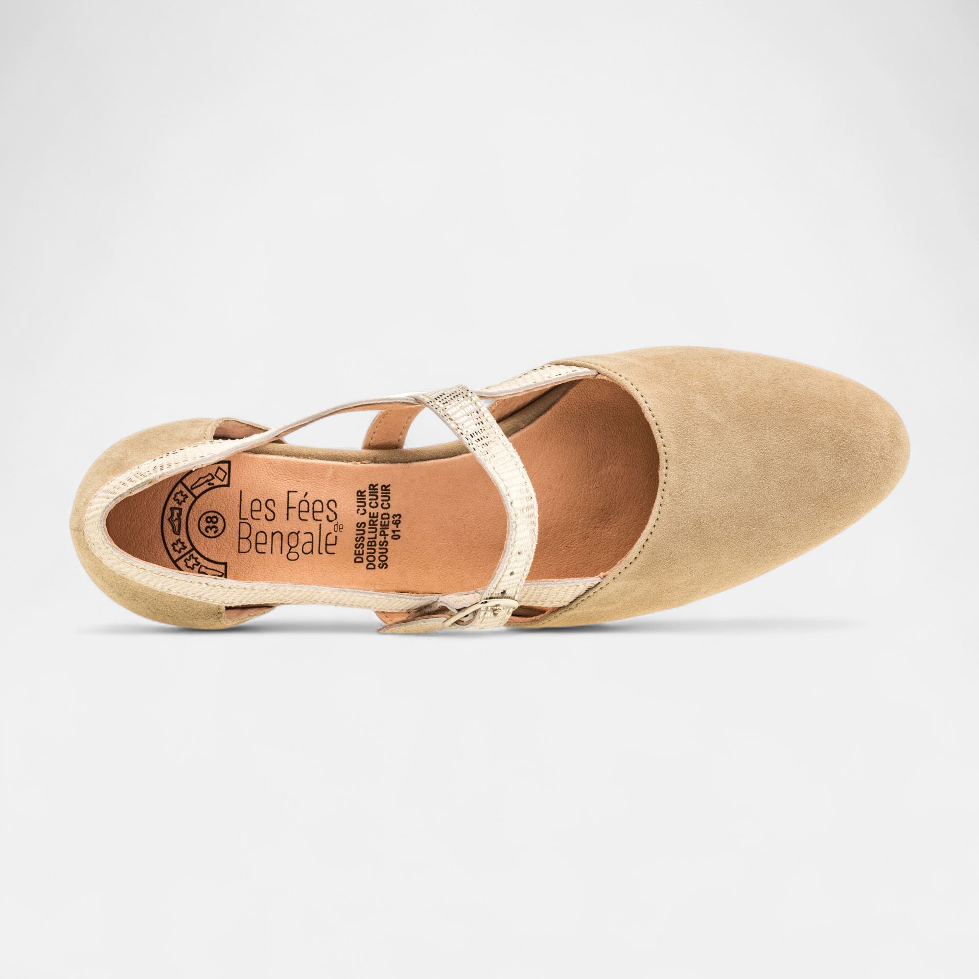 Escarpins quartiers ouverts Femme en cuir beige