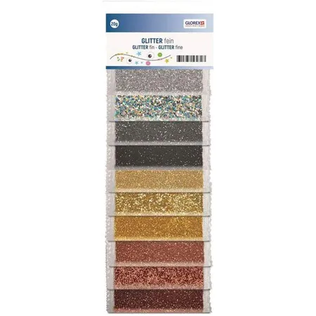 Glorex Glitter fein, insgesamt 10 Farben, 20 g