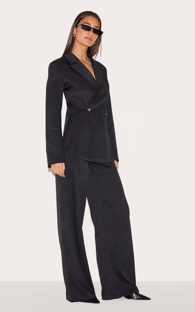 Noir Blazer Ajusté En Tissu Tissé Avec Taille Cintrée Coupe Premium