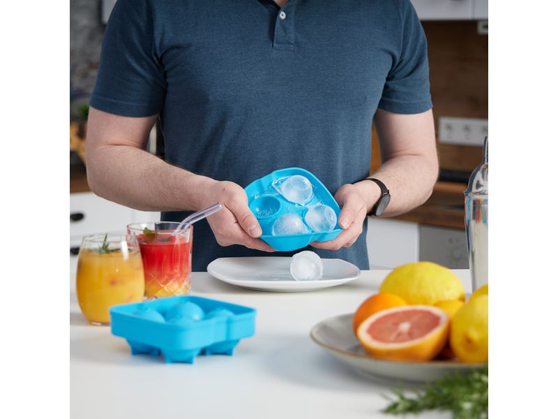 relaxdays Eiswürfelform Kugel 2 Stück, Blau Eiswürfelbereiter