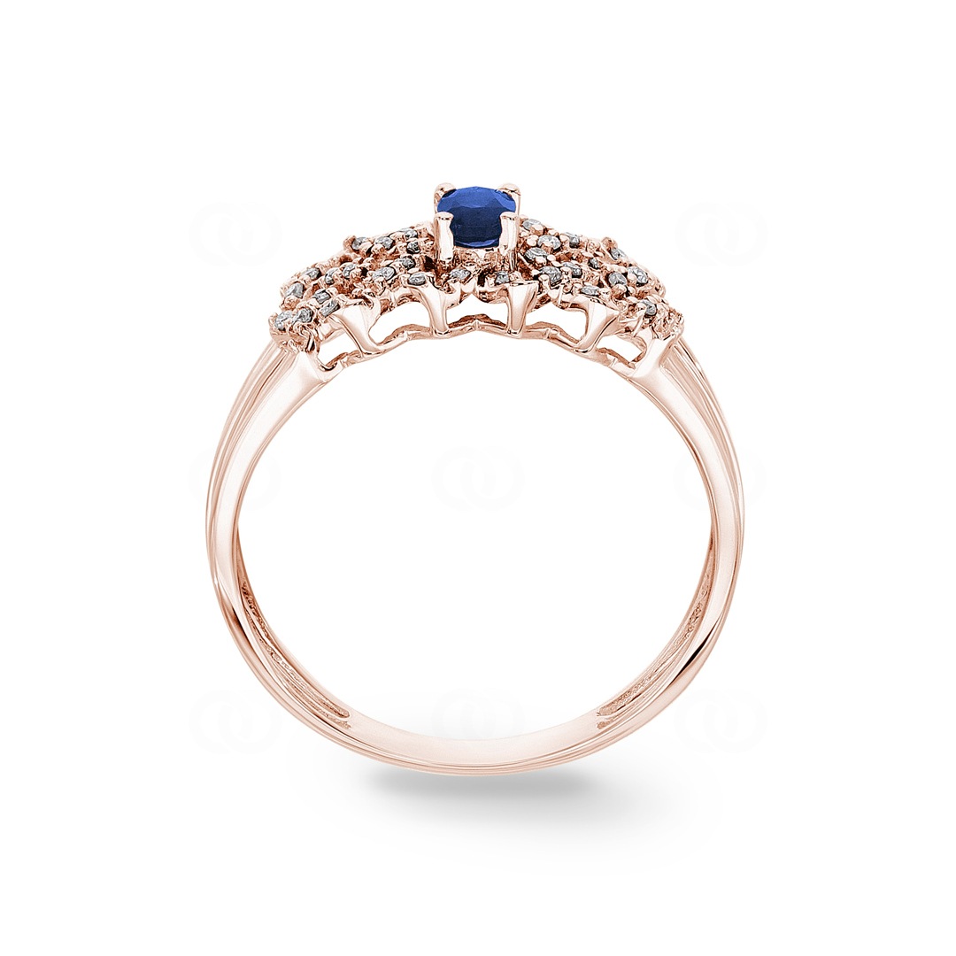 Saphirring 750/18 K Roségold mit Diamanten 0.09 ct H/si