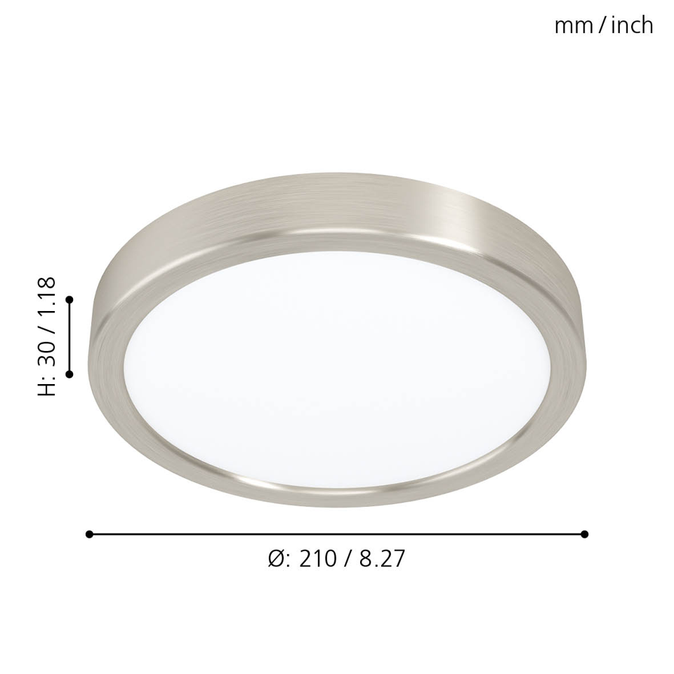 EGLO - FUEVA 5 PLAFOND - Ø210 17W 2000LM - satineret nikkel