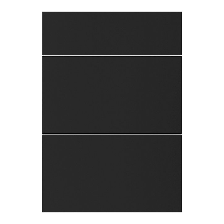 Façade de cuisine 1 tiroir et 2 casseroliers Stevia noir mat l. 50 cm x H. 72 cm GoodHome
