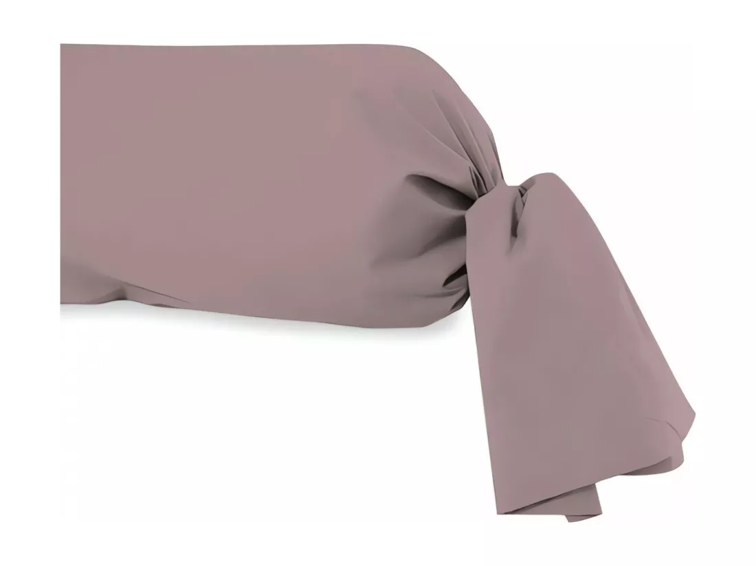 Taie de traversin en coton 57 fils 45x135 cm UNI vieux rose, par Soleil d'ocre