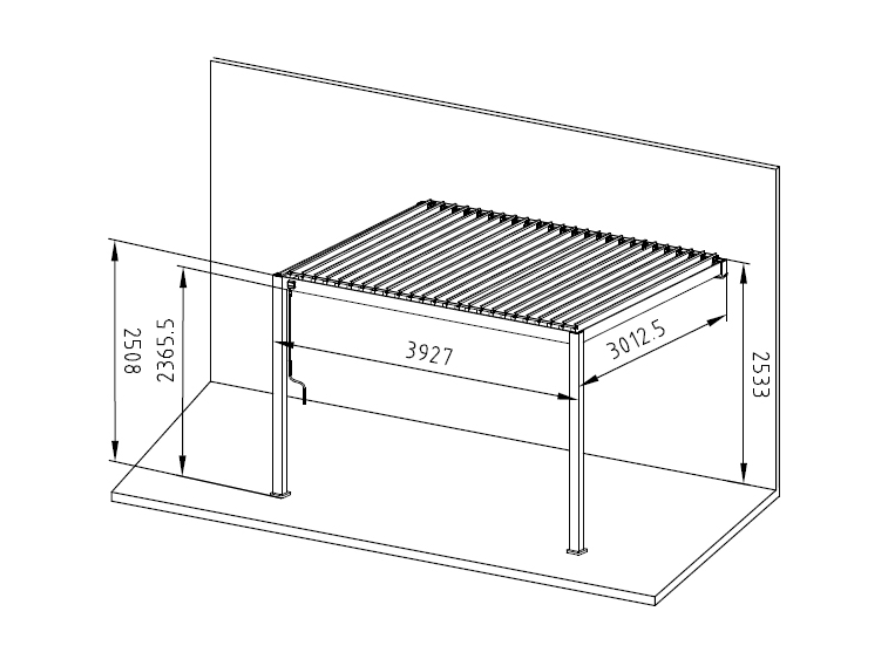 Mirador Classic 300 x 400 cm muur overkapping - antraciet