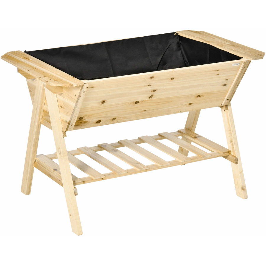 Outsunny Hochbeet mit integriertem Vliesstoff natur