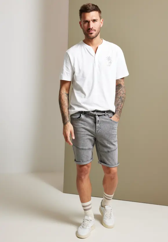 Relaxed Fit Jeansshorts - light grey random wash