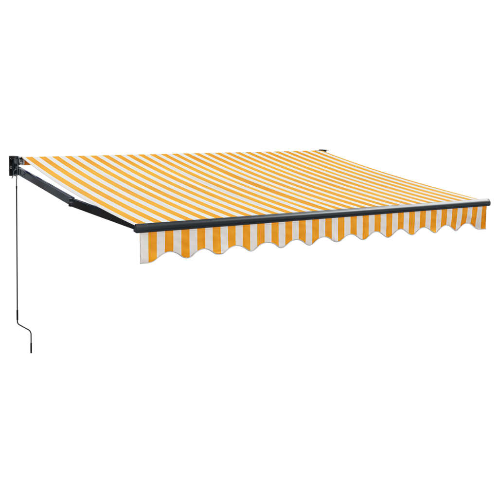 Auvent rétractable jaune et blanc 3x2,5 m tissu et aluminium