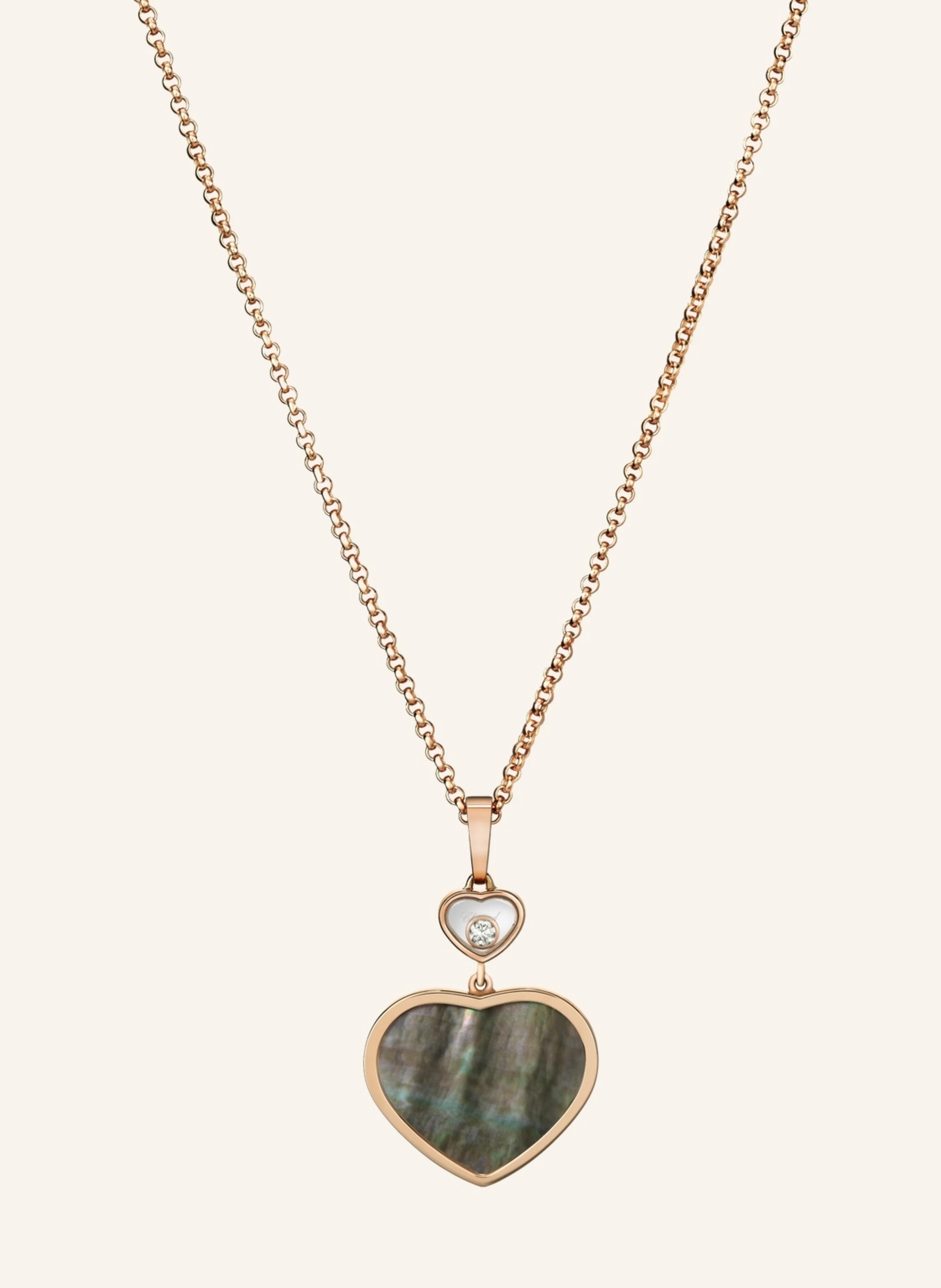 Chopard Anhänger HAPPY HEARTS Anhänger aus 18 Karat Roségold, Diamanten und schwarzes Tahiti-Perlmutt
