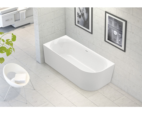 OTTOFOND Afinar Hoekwandbad, ruimtebesparend bad, 80 x 180 cm, wit, glanzend, glad, 703944