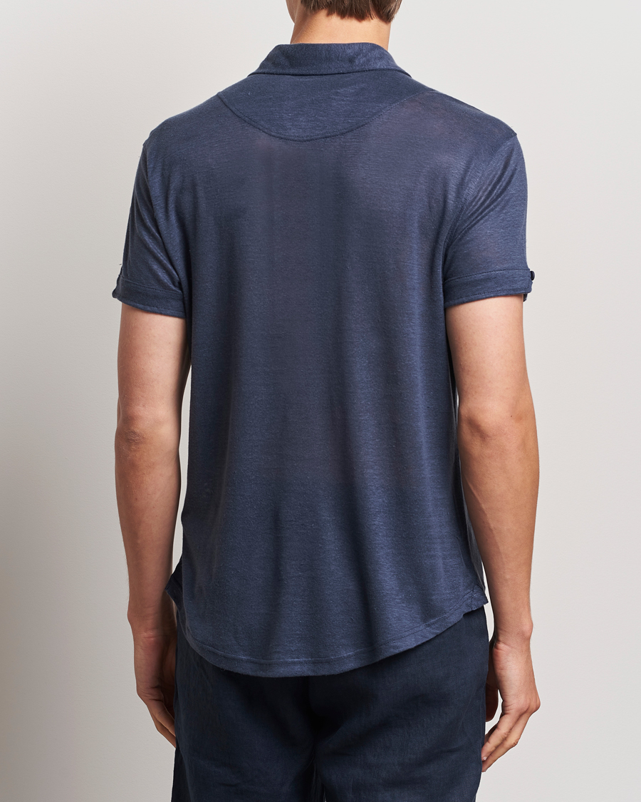 Orlebar Brown Sebastian Linen Polo Navy