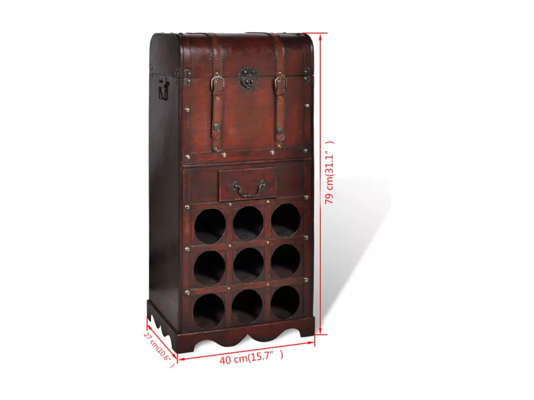 Casier à bouteilles avec rangement pour 9 bouteilles Bois