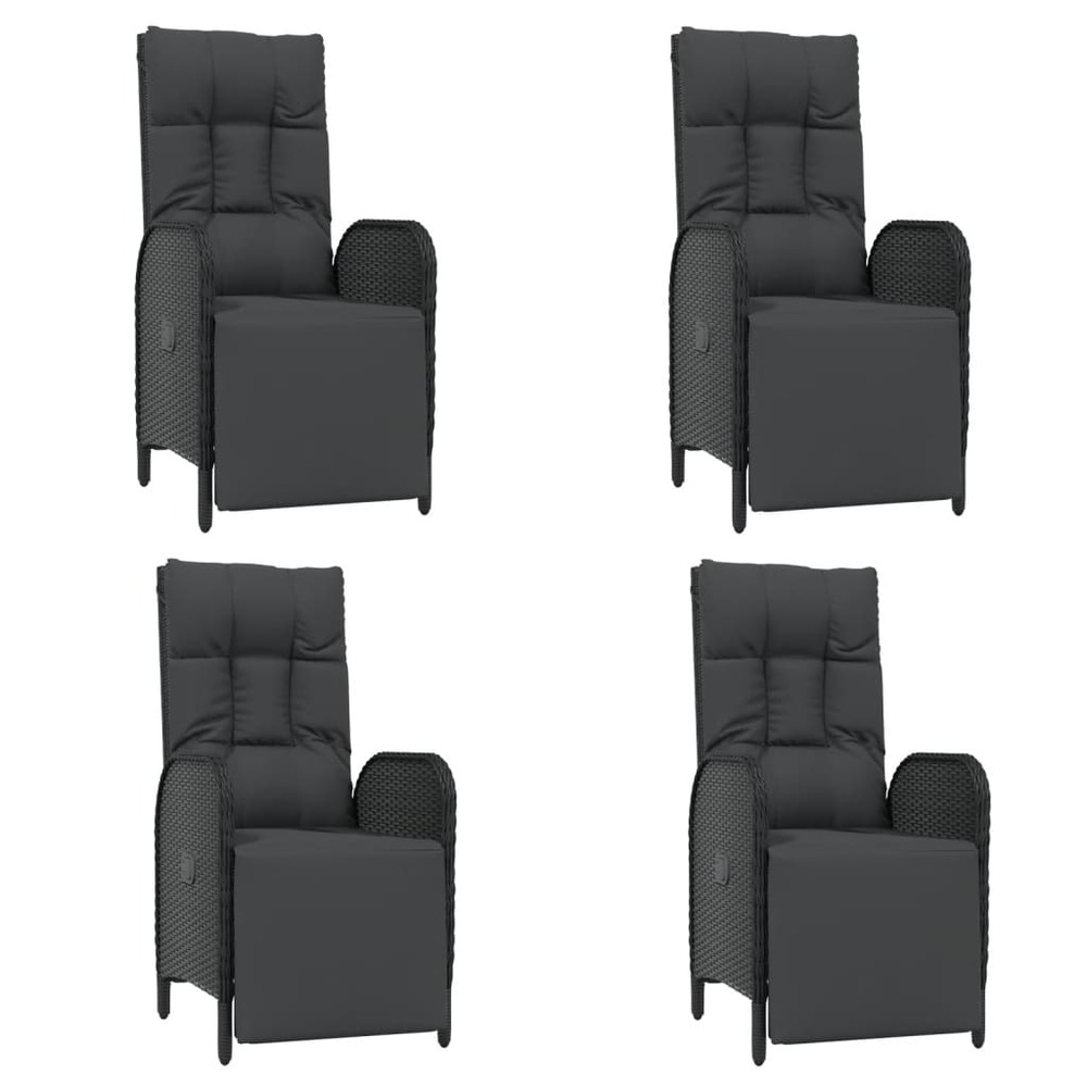 Mobilier à dîner de jardin et coussins 5 pièces noir résine tressée