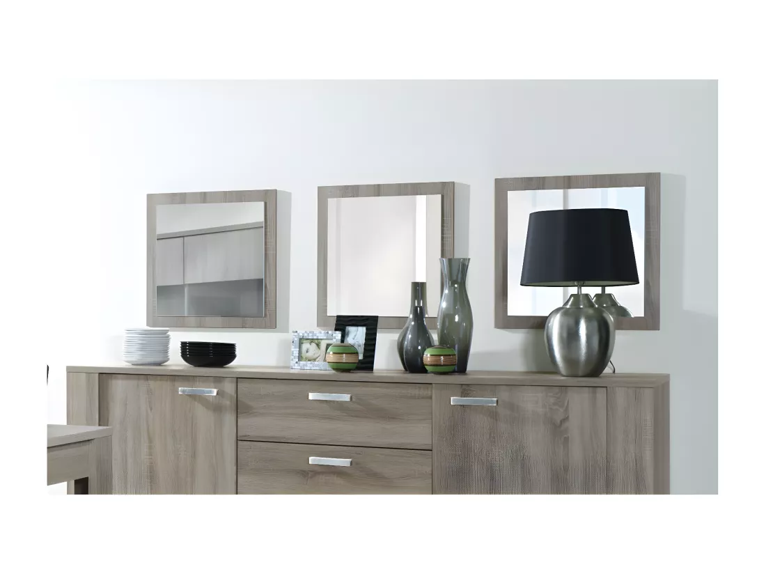 Lot de 3 miroirs 60x60 cm - Collection FARRA - Coloris chêne Dab Canyon