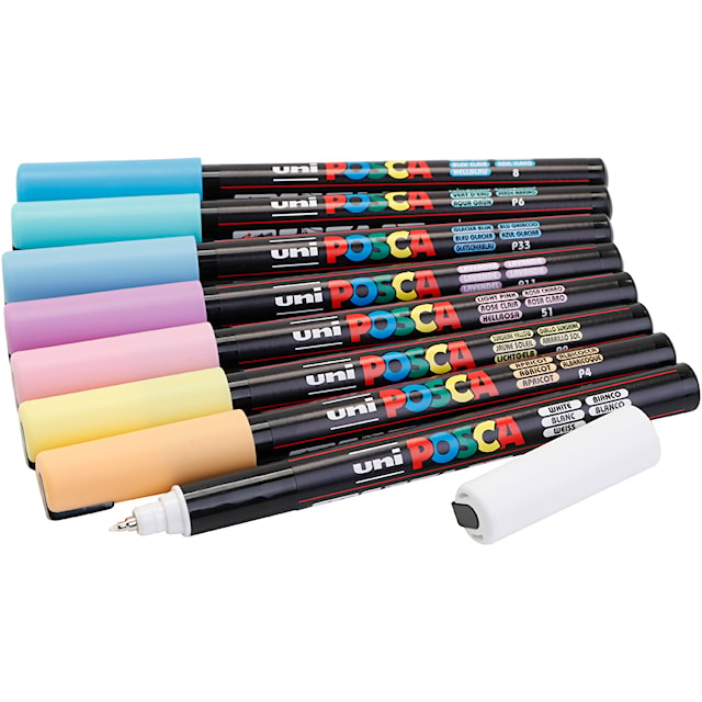 Posca Marker Set 8 stk Soft Colors PC-1MR Spiss 0,7mm
