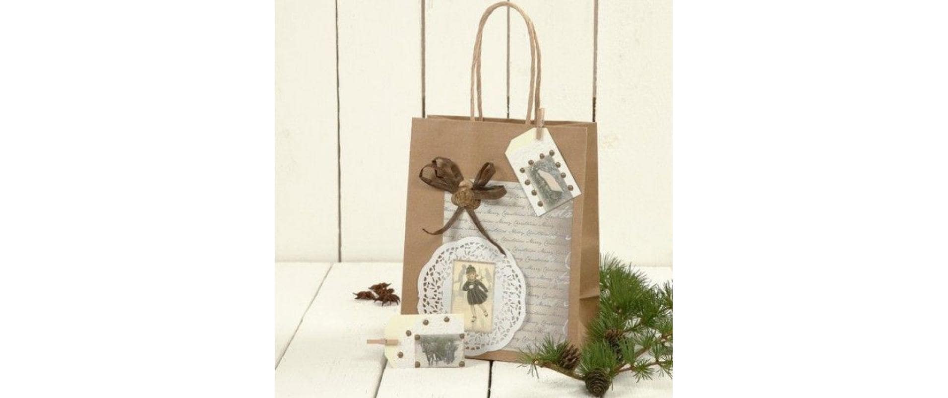 Geschenktasche Tasche 10 Stück Braun, 23 x 18 x 9 cmPapiertasche mit Riemen