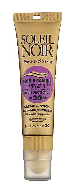 SOLEIL NOIR - CREME SOLAIRE COMBI +STICK LEVRES
