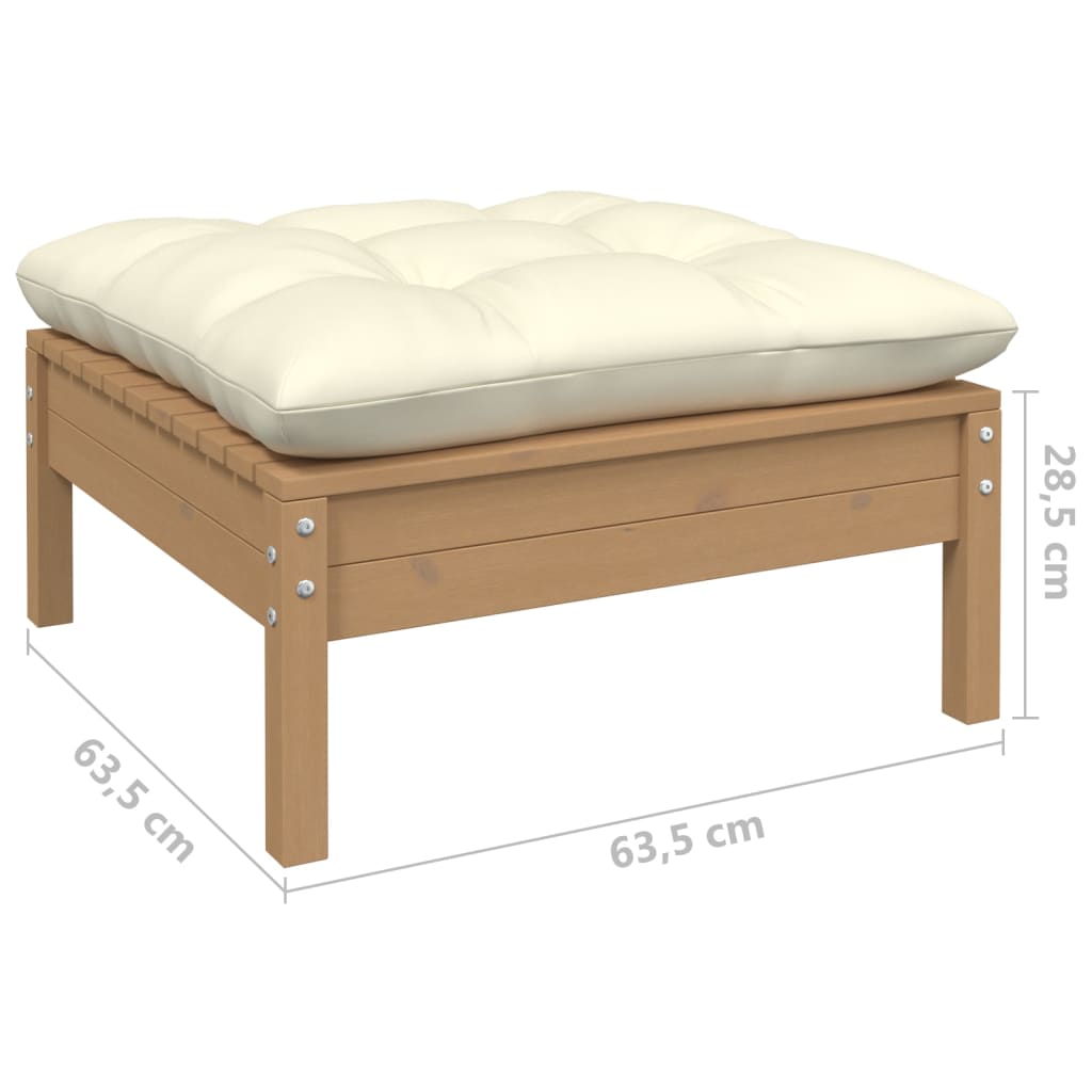 Salon de jardin meuble d'extérieur ensemble de mobilier 13 pièces avec coussins marron miel bois de pin