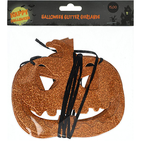 Halloween glitter guirlande 3 meter - flere varianter - assorteret