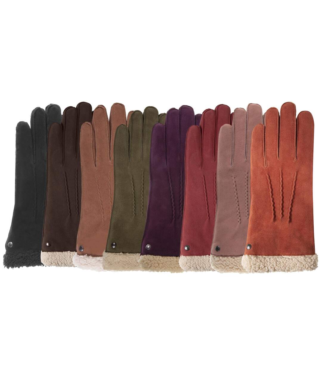 Isotoner Gants femme cuir chèvre velours - doublés fausse fourrure