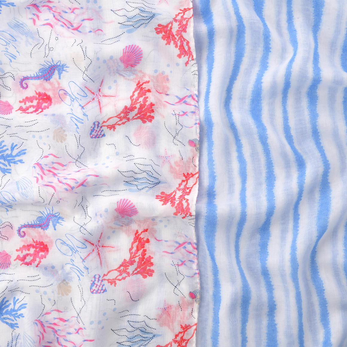 Gina Benotti 2 Damen Rundschals im maritimen Design weiss / blau / rot