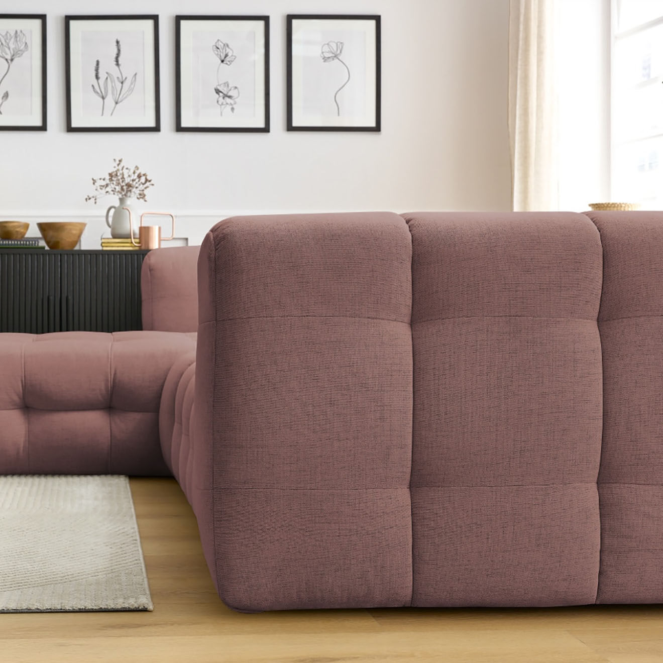 Bobochic Canapé d'angle gauche cloud rose - 288x184x75 cm