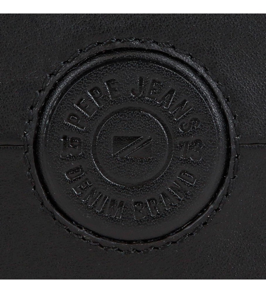 Carteira Pepe Jeans Cracker em couro preto