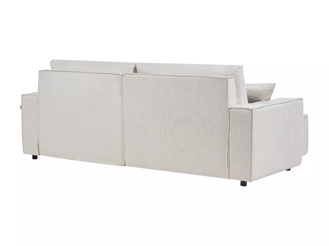 Canapé d'Angle à gauche Convertible Dossier Rembourré en Tissu Polyester Beige Karila