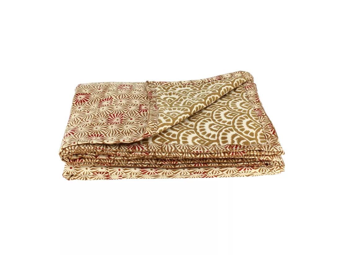 Now's Home - Courte Pointe En Coton Imprime Camel/brique 110x160cm Aswini