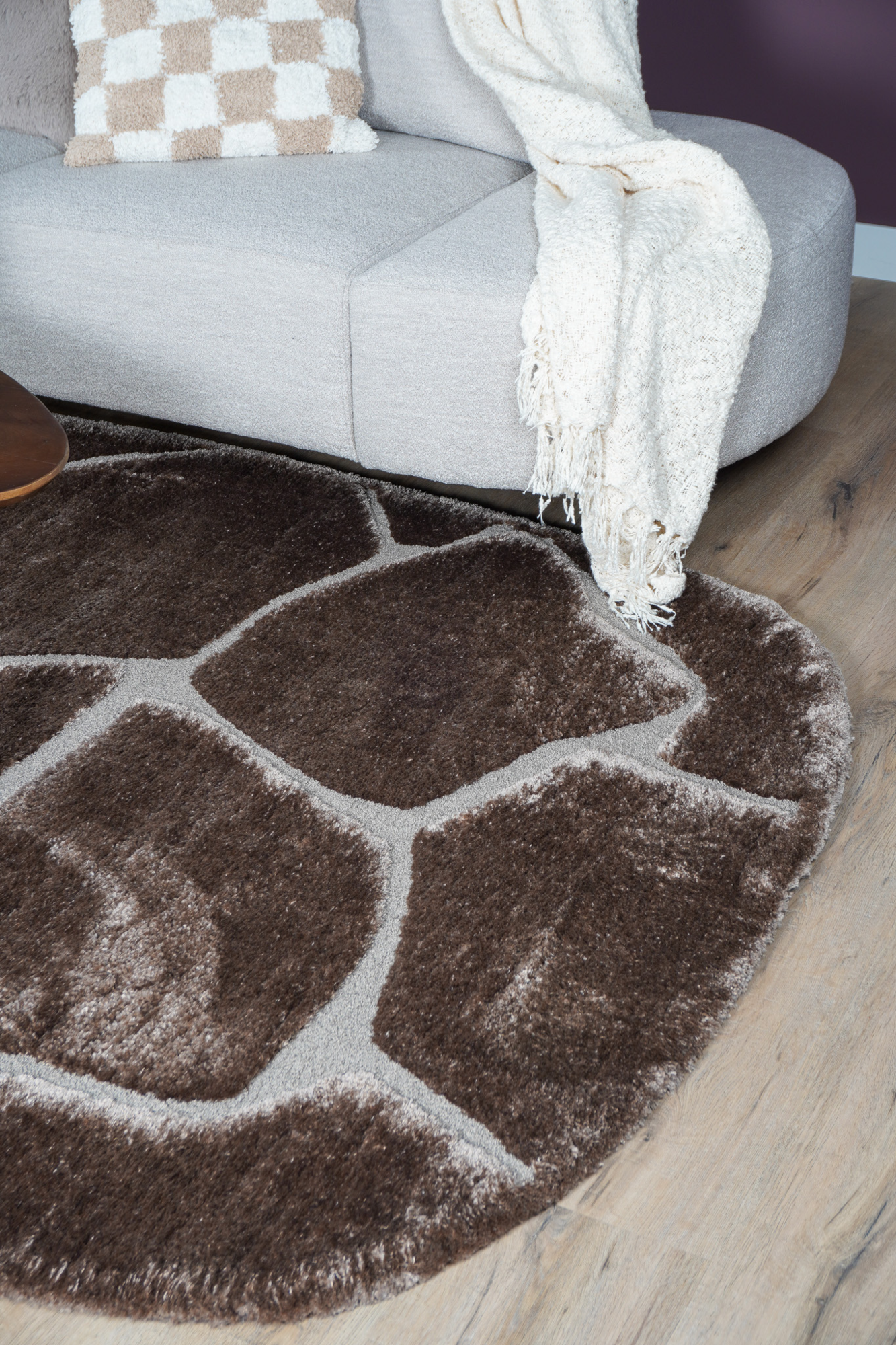 Vloerkleed Macy Bruin - Rounded Corners 160 x 230 cm