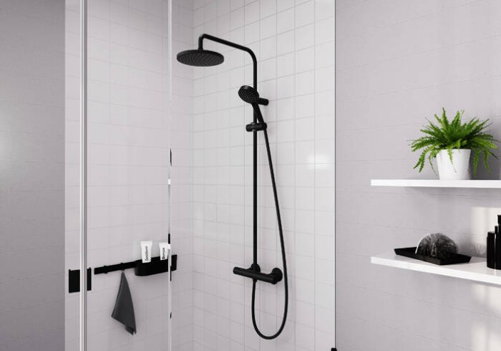 Hansgrohe Vernis Shape opbouw regendouche met ronde hoofddouche zwart mat