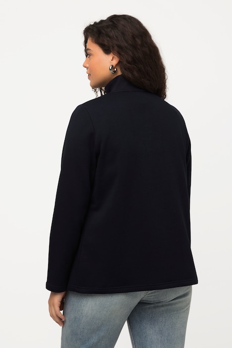 Sweatshirt, Strick-Stehkragen, Knöpfe, Langarm