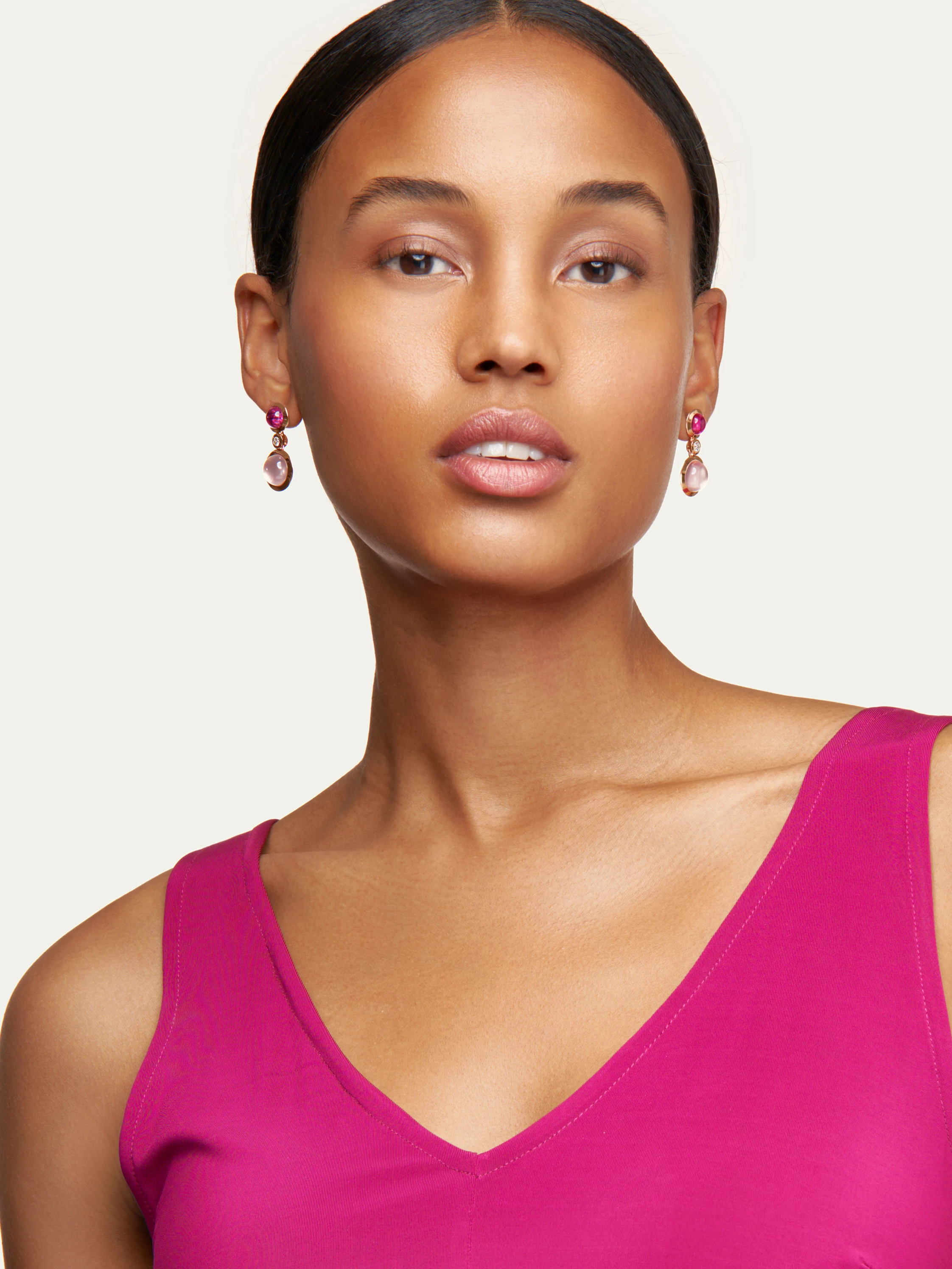 TAMARA COMOLLI Ohrringe OHRRINGE BOUTON 2 CABOCHONS 'BLUSH' / CLASSIC 18K Roségold