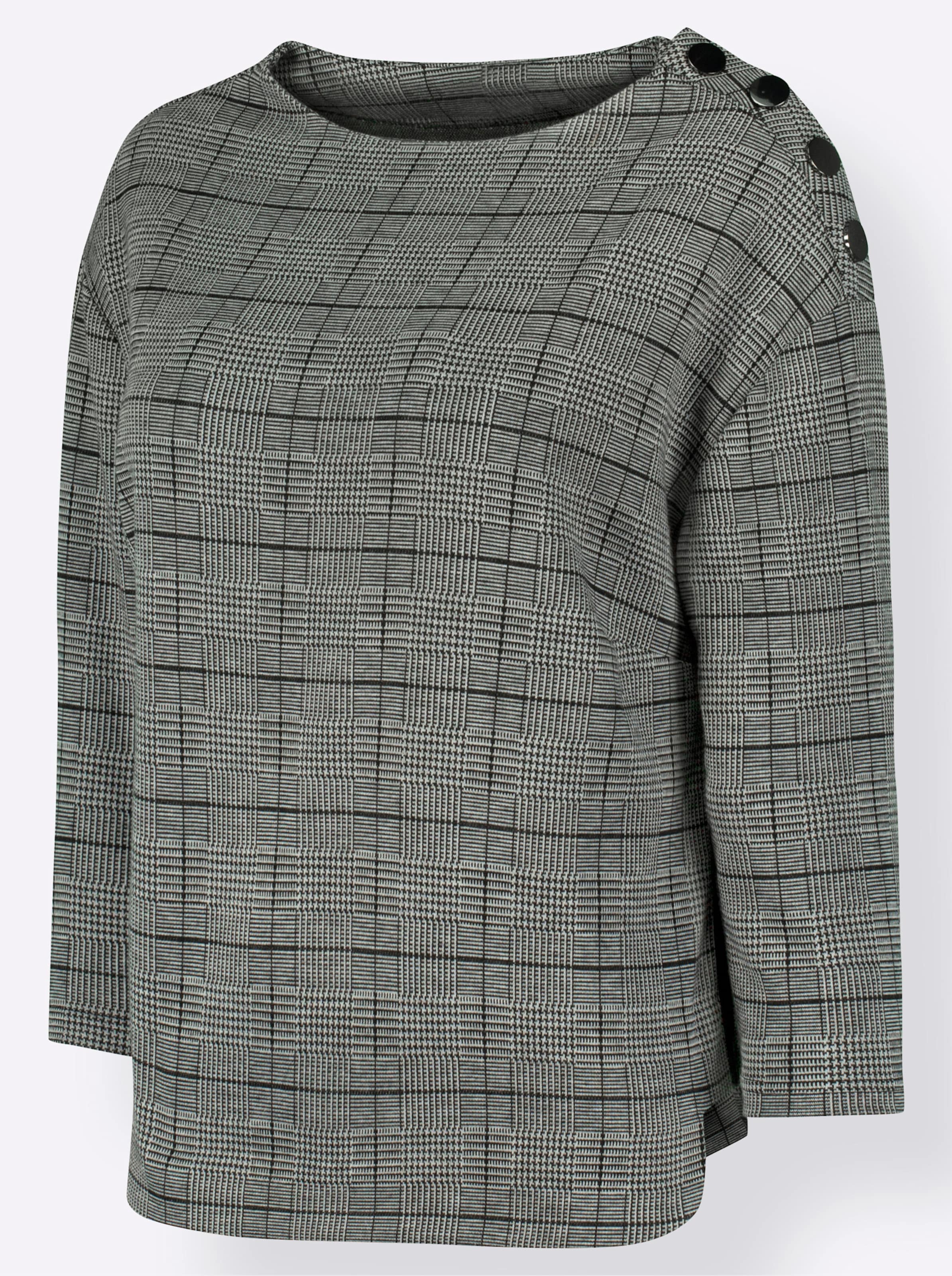 3/4-Arm-Shirt in schwarz-ecru-gemustert