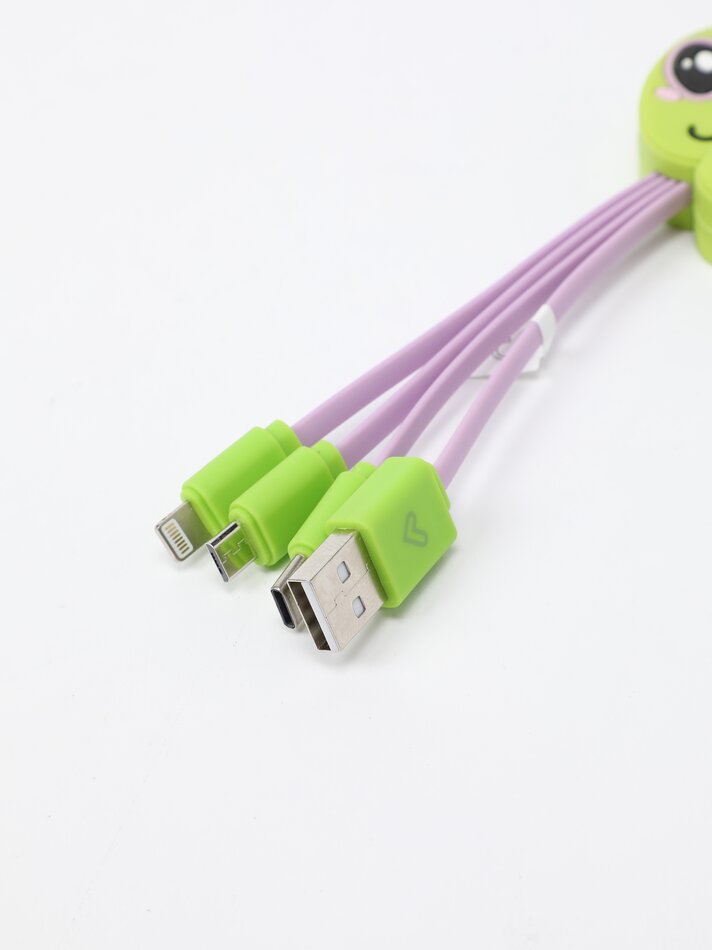Cabo multiconector com argola para chaveiro - Verde