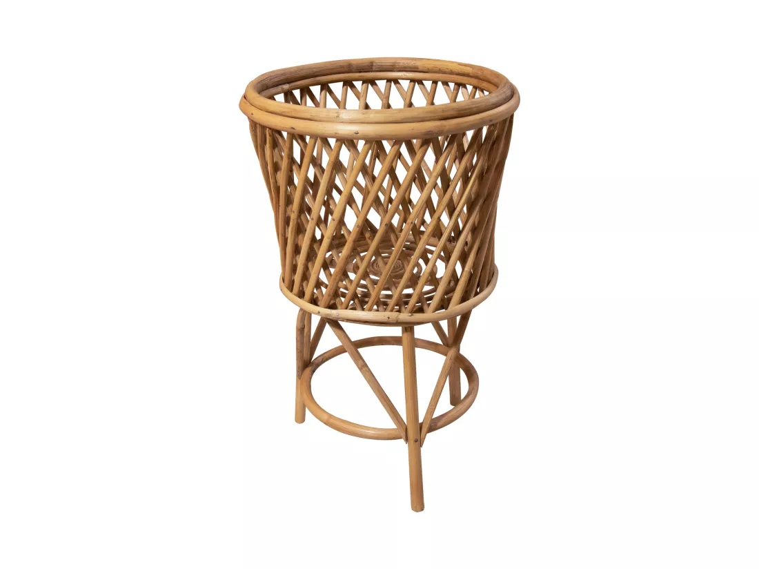 Now's Home - Cache Pot Sur Pieds En Rotin Tresse A La Main 30x30x50cm Madikwe