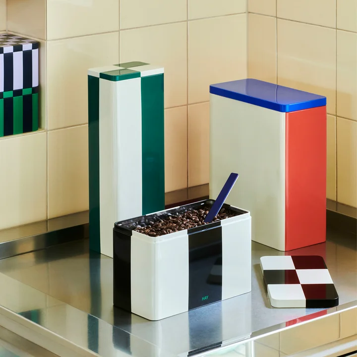 HAY - Tin Container slim, grün / off-white
