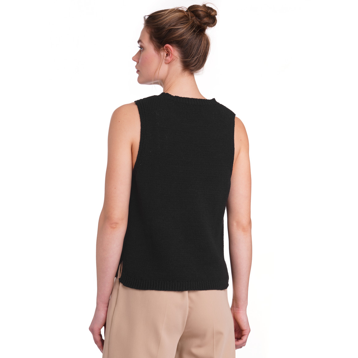Gina Benotti Damen Stricktop aus Bändchengarn schwarz