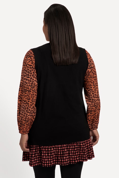 Longshirt, A-Linie, Mustermix, V-Ausschnitt, Langarm