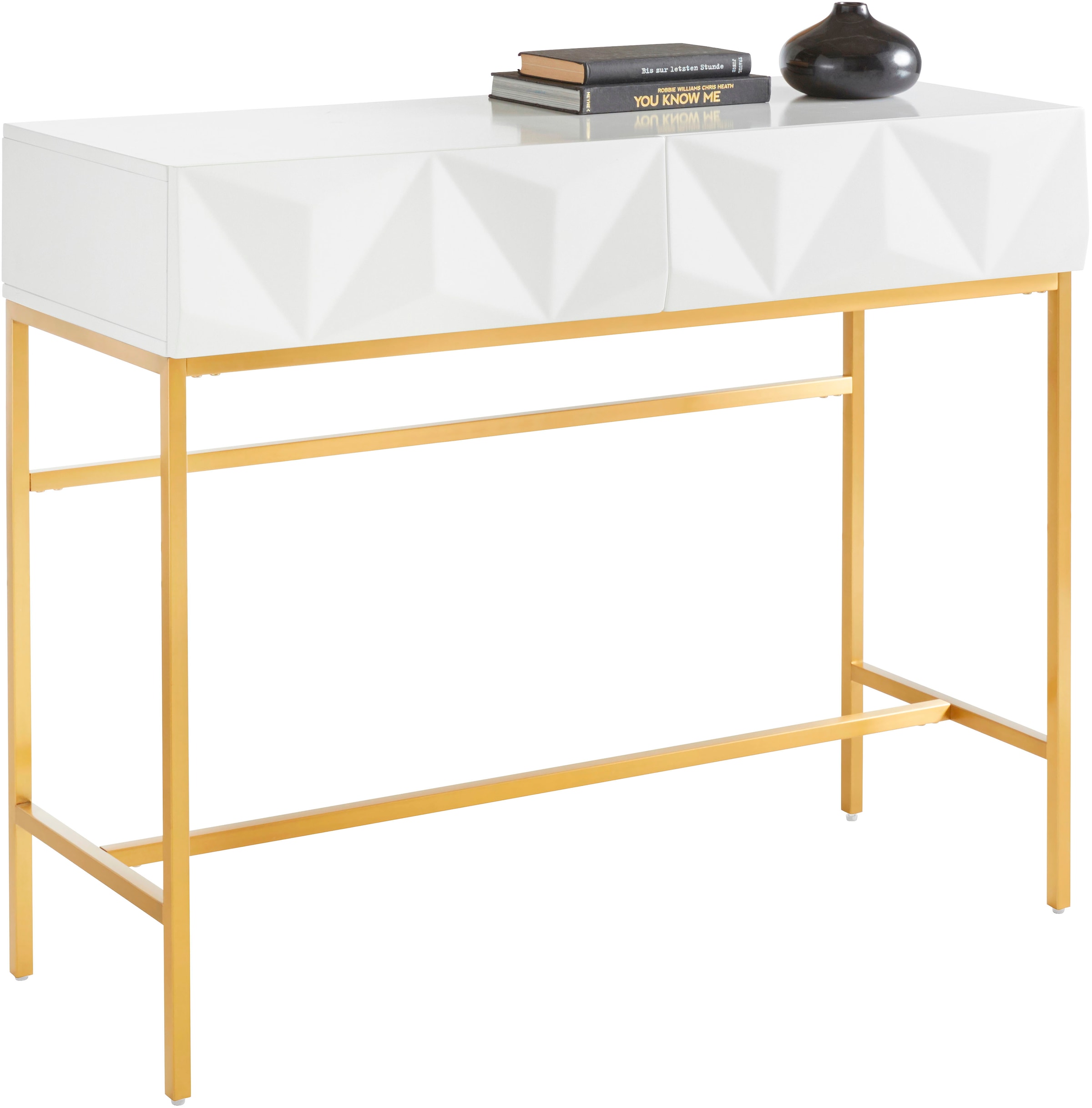 Leonique Sideboard »Minfi, TOPSELLER!, OTTOs Choice« in 3D-Optik, Konsolentisch mit goldfarbenem Metallgestell
