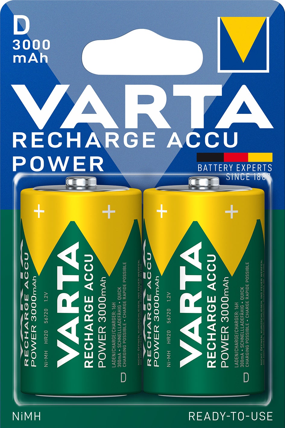 Varta D oplaadbare batterij Accu Power 2 stuks