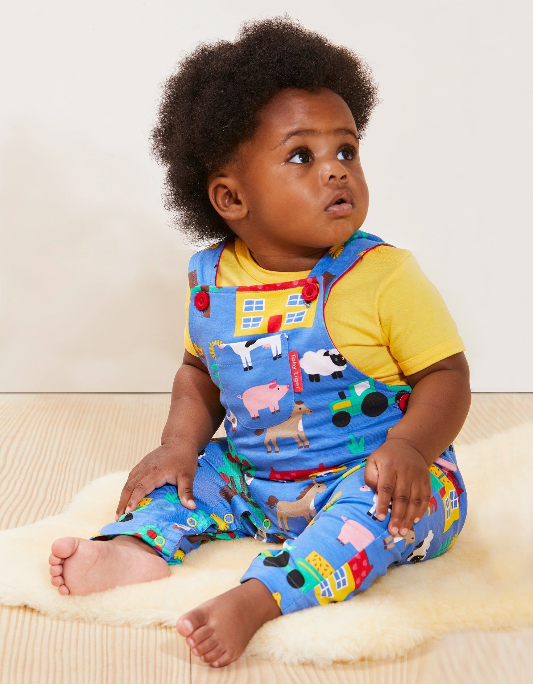 Toby Tiger Latzhose mit Bauernhof Print