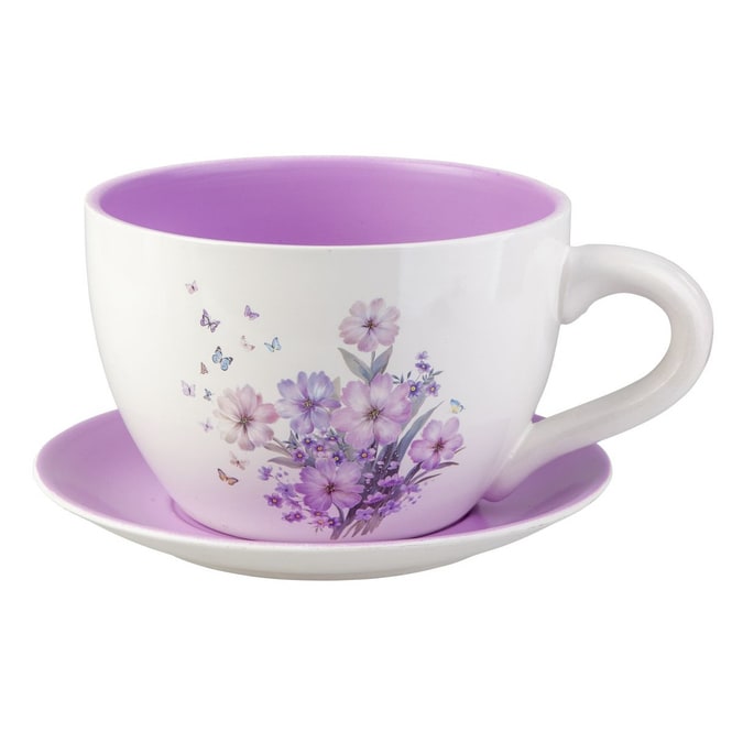 Pflanztasse - Blumen - aus Keramik - ca. 29 x 23 x 14,5 cm